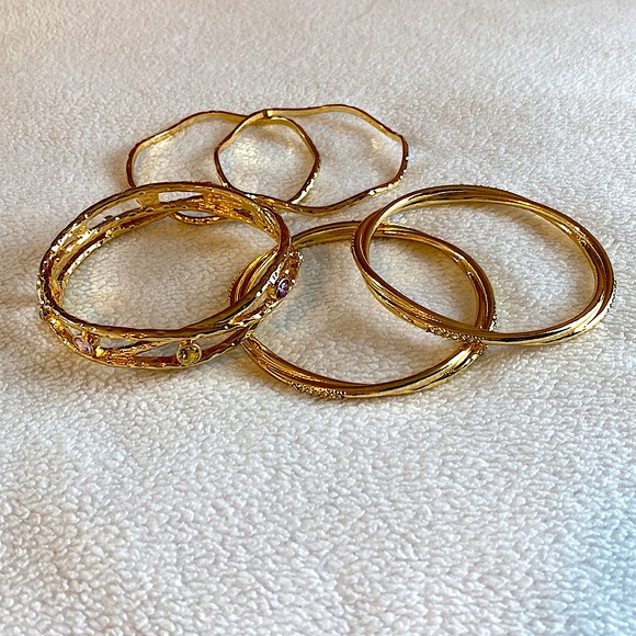 RJ Graziano Gold Tone Bangle Bracelets Set of 5 - Picture 2 of 5